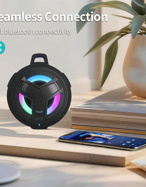 Load image into Gallery viewer, Bluetooth Shower Speaker, Waterproof Portable Bluetooth Speakers, IP67 Waterproof Wireless Speaker with LED Light, Floating, 2000Mah, True Wireless Stereo for Kayak, Beach,Gifts for Men -Black
