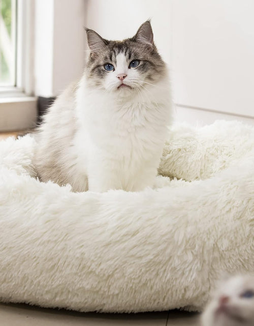 Load image into Gallery viewer, anti Anxiety round Fluffy Plush Faux Fur Warm Washable Dog Bed &amp; Cat Bed, Original Bed for Small Medium Large Pets,Used to Relieve Joints and Improve Sleep（20"/24"/27''） (27", White)
