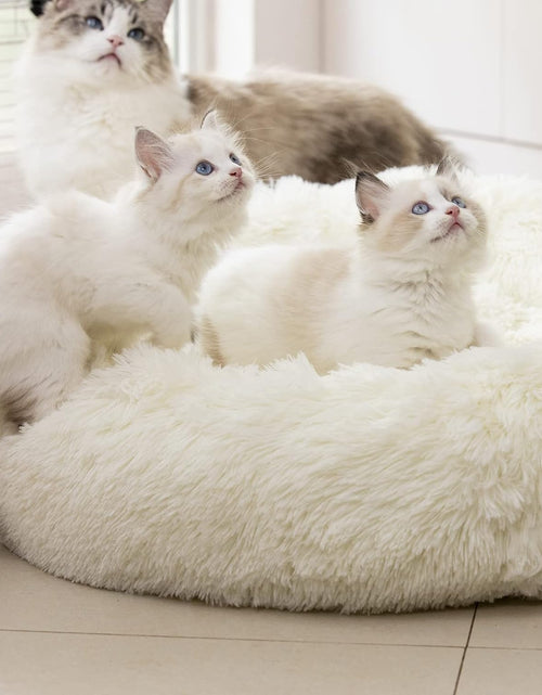 Load image into Gallery viewer, anti Anxiety round Fluffy Plush Faux Fur Warm Washable Dog Bed &amp; Cat Bed, Original Bed for Small Medium Large Pets,Used to Relieve Joints and Improve Sleep（20"/24"/27''） (27", White)

