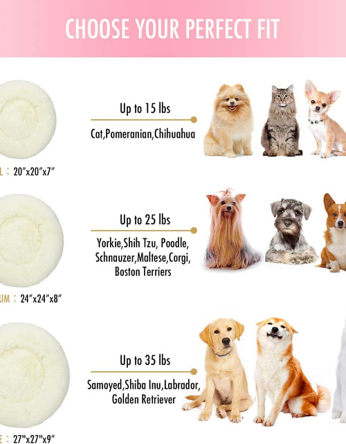 Load image into Gallery viewer, anti Anxiety round Fluffy Plush Faux Fur Warm Washable Dog Bed &amp; Cat Bed, Original Bed for Small Medium Large Pets,Used to Relieve Joints and Improve Sleep（20"/24"/27''） (27", White)
