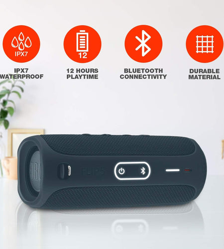 FLIP 5 Portable Wireless Bluetooth Speaker IPX7 Waterproof On-The-Go Bundle with Authentic Boomph Hardshell Protective Case - Blue